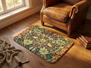 William Morris Floral Mat - Non-Slip Washable - Lifestyle Context