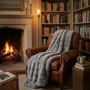 Plush Faux Fur Throw Blanket - Cozy Bubble Texture - Lifestyle Context