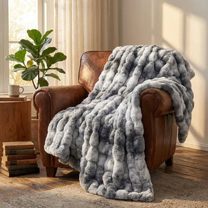 Faux Fur Throw Blanket - Ultra Plush Tie-Dye - Lifestyle Context