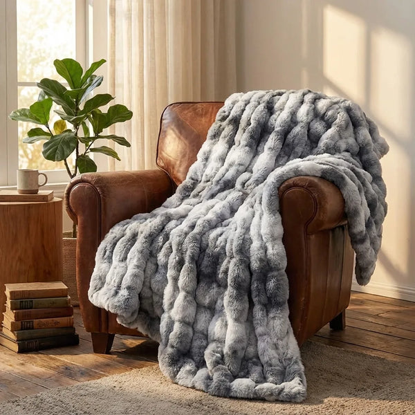 Faux Fur Throw Blanket - Ultra Plush Tie-Dye - Lifestyle Context