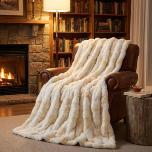 Plush Faux Fur Throw Blanket - Bubble Texture - Lifestyle Context