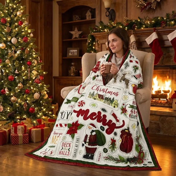 Christmas Throw Blanket - Festive Holiday Fleece - Lifestyle Context