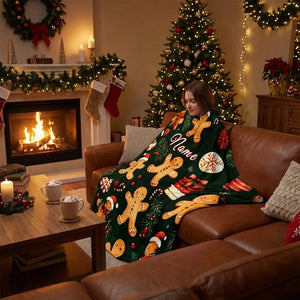 Personalized Gingerbread Christmas Blanket - Soft Fleece - Lifestyle Context