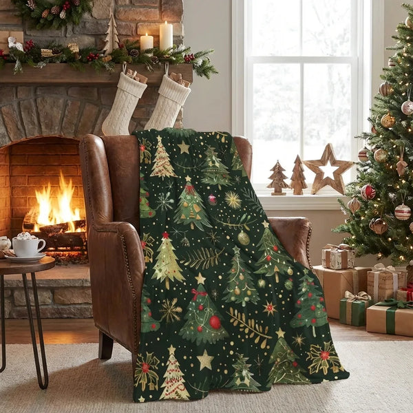 Christmas Tree Throw Blanket - Festive Fleece - Lifestyle Context