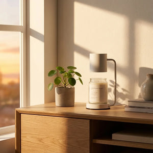 Candle Warmer Lamp - Minimalist Metal Design - Lifestyle Context