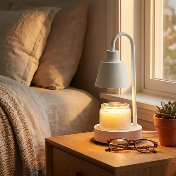 Candle Warmer Lamp - Minimalist Metal Design - Lifestyle Context