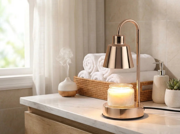 Candle Warmer Lamp - Modern Minimalist Metal Design - Lifestyle Context