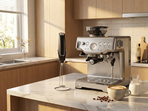 Handheld Milk Frother - Electric Foam Maker with Stand - Lifestyle Context