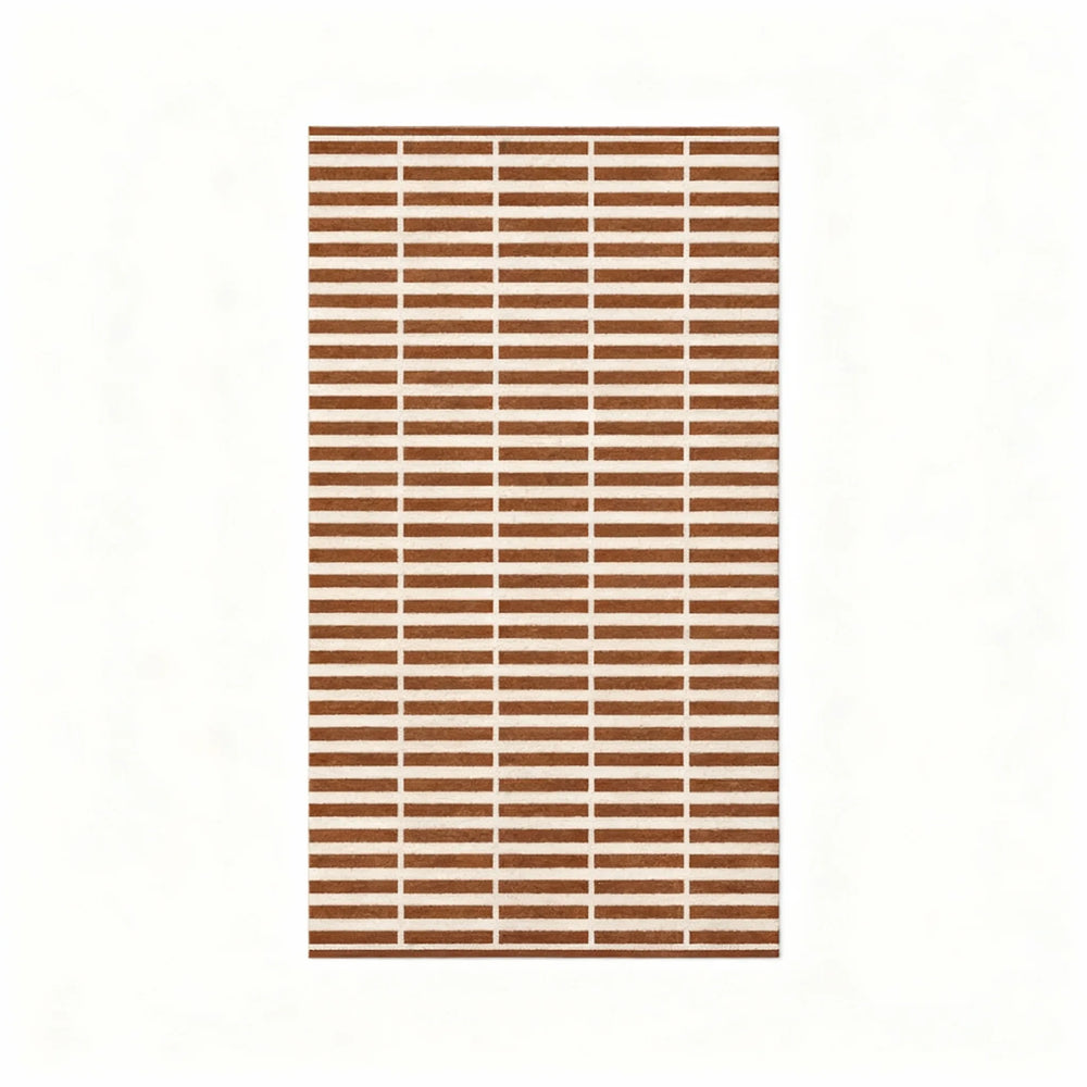 Grid Pattern Area Rug - Soft Plush Brown & White variation
