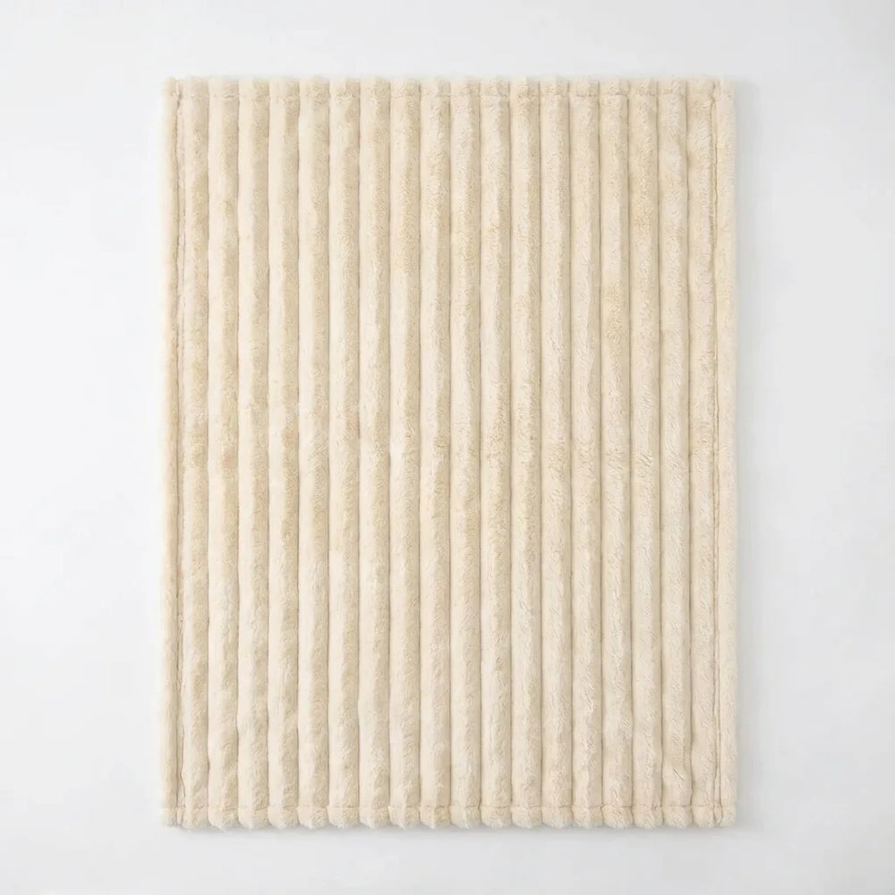 Plush Ribbed Faux Fur Throw Blanket - Soft Velvet variation
