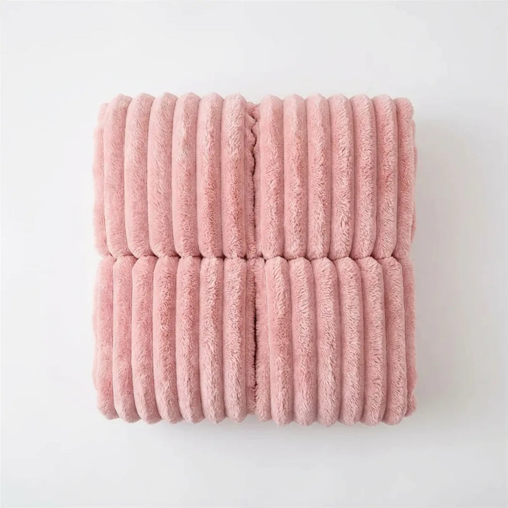 Ultra Soft Ribbed Throw Blanket - Plush Faux Fur variation