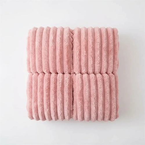 Ultra Soft Ribbed Throw Blanket - Plush Faux Fur variation