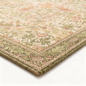Vintage Botanical Area Rug - Floral Design - Quality Close-Up
