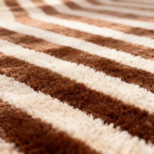 Grid Pattern Area Rug - Soft Plush Brown & White - Quality Close-Up