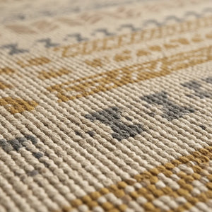 Tribal Pattern Area Rug - Bohemian Flat Weave - Quality Close-Up