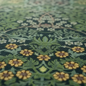 Vintage Botanical Rug - Machine Washable - Quality Close-Up