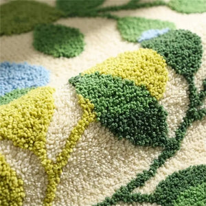 Botanical Bath Mat - Soft Absorbent Tufted Design - Quality Close-Up