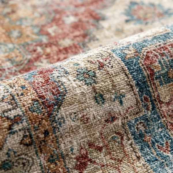 Vintage Persian Area Rug - Distressed Medallion Style - Quality Close-Up