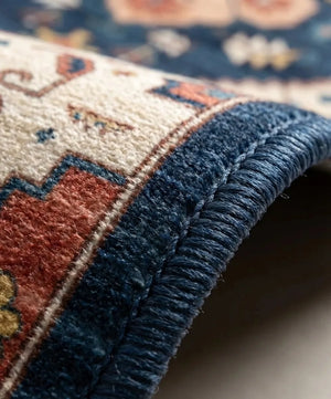 Vintage Persian Area Rug - Non-Slip Medallion Design - Quality Close-Up