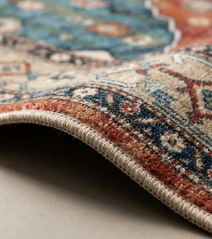 Vintage Persian Area Rug - Non-Slip Medallion Design - Quality Close-Up