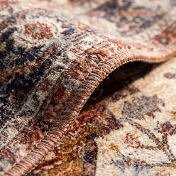 Vintage Persian Area Rug - Distressed Medallion Design - Quality Close-Up
