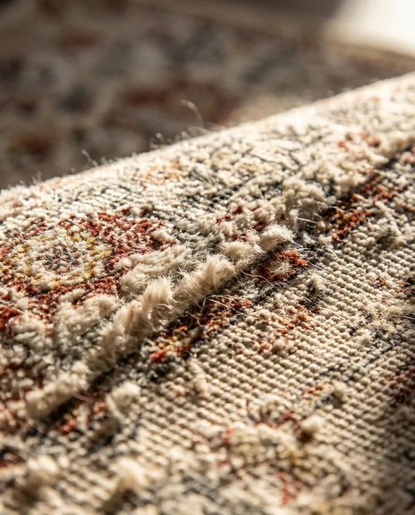 Vintage Persian Area Rug - Distressed Medallion Design - Quality Close-Up