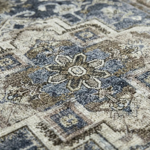 Persian Medallion Area Rug - Vintage Style Non-Slip - Quality Close-Up