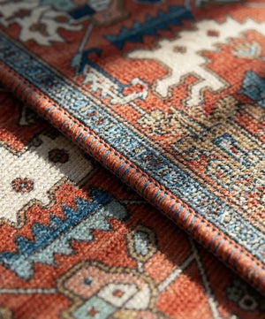 Persian Area Rug - Vintage Medallion Non-Slip Design - Quality Close-Up