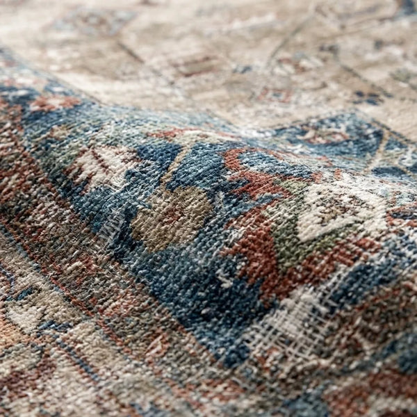 Vintage Persian Area Rug - Non-Slip Medallion Design - Quality Close-Up