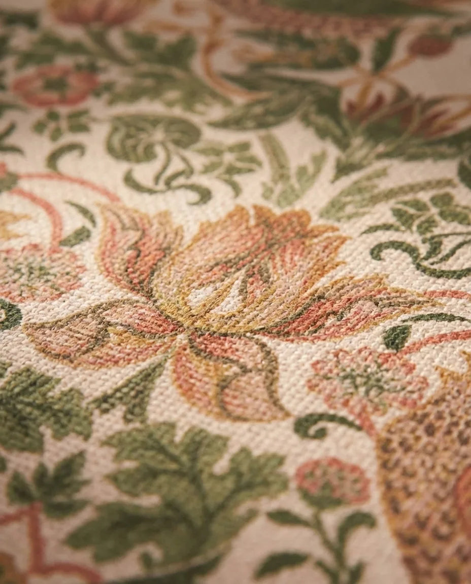 William Morris Style Area Rug - Botanical Bird Print variation