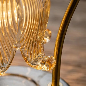 Candle Warmer Lamp - Vintage Tulip Glass & Marble Base - Quality Close-Up