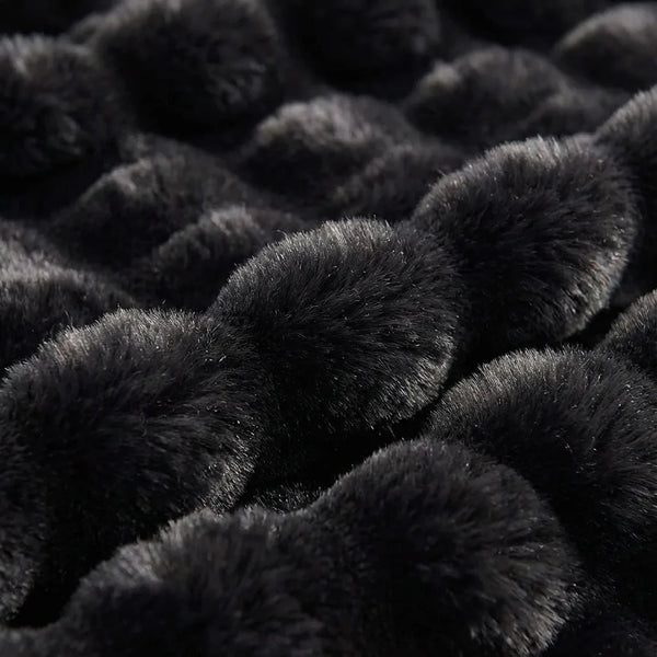 Bubble Plush Throw Blanket - Faux Fur Soft - Quality Close-Up