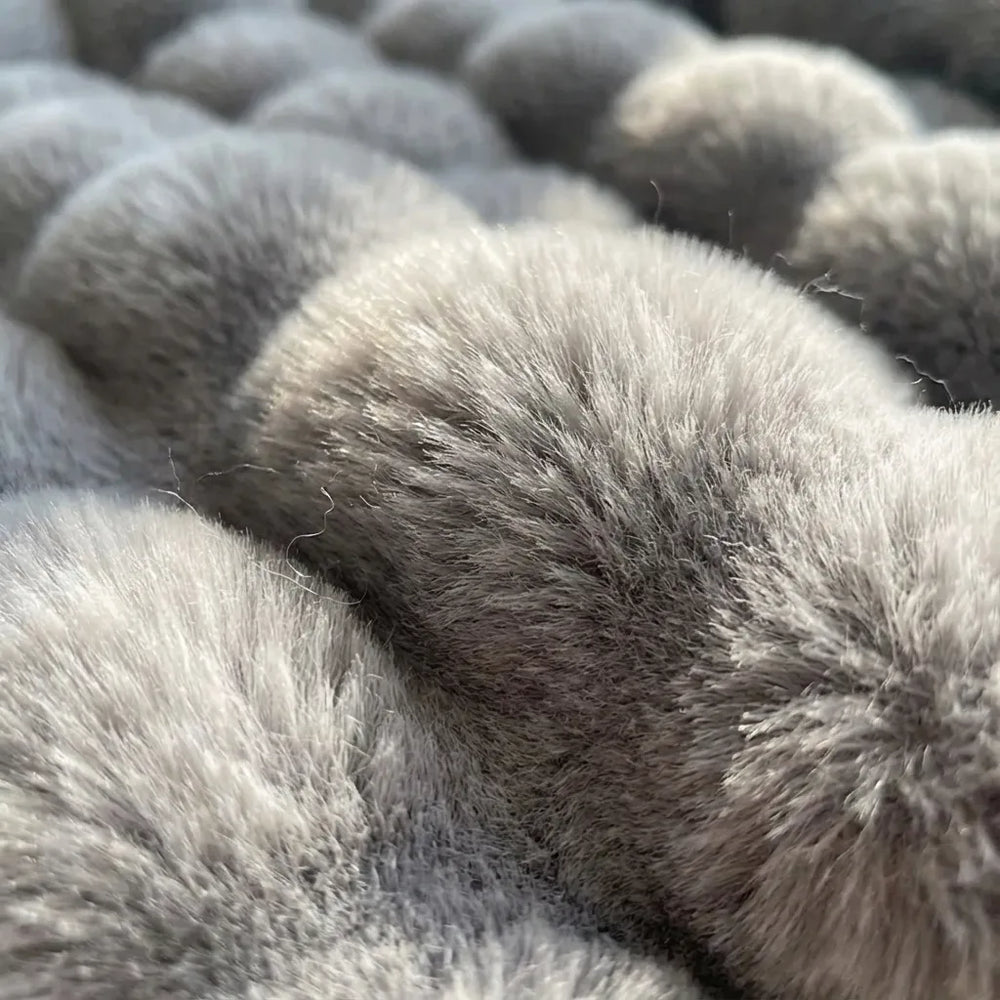 Plush Faux Fur Throw Blanket - Cozy Bubble Texture variation
