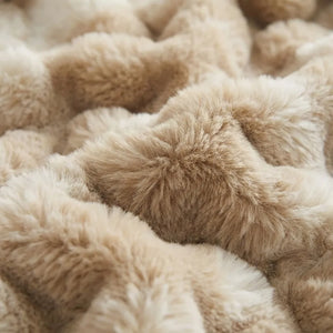 Plush Faux Fur Throw Blanket - Bubble Texture - Quality Close-Up