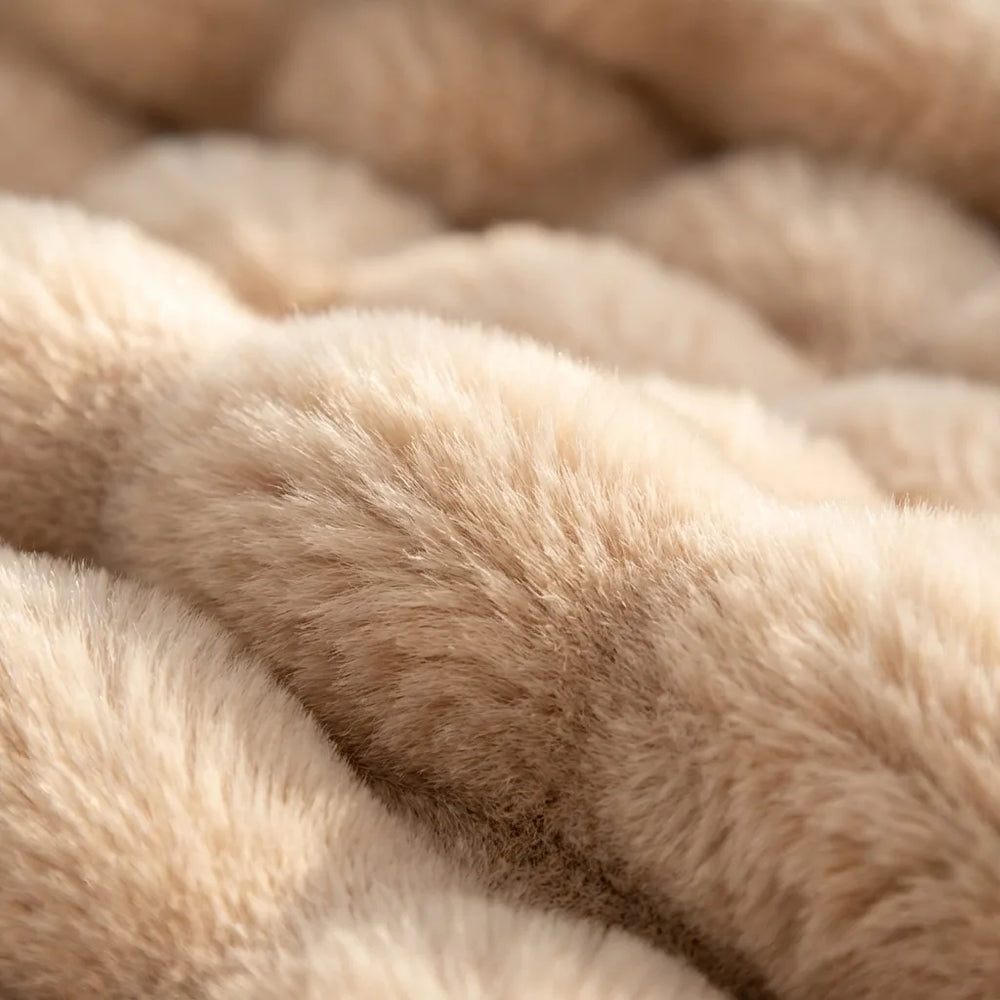 Faux Fur Throw Blanket - Plush Bubble Texture variation