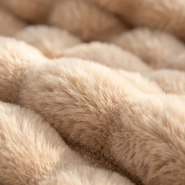 Faux Fur Throw Blanket - Plush Bubble Texture - Quality Close-Up