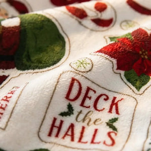 Christmas Throw Blanket - Festive Holiday Fleece - Quality Close-Up