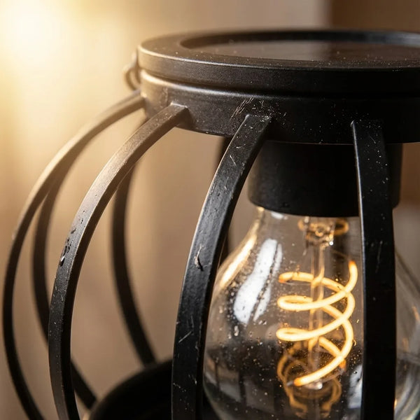 Solar Hanging Lantern - Vintage LED Metal Cage - Quality Close-Up