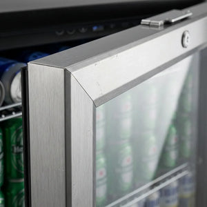 24" Beverage Cooler - 180 Can Stainless Steel Fridge - Quality Close-Up