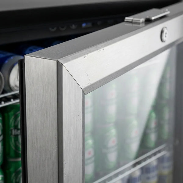 24" Beverage Cooler - 180 Can Stainless Steel Fridge - Quality Close-Up