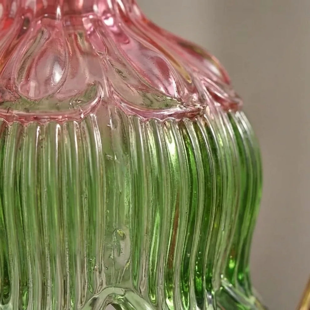 Flower Glass Candle Warmer Lamp - Vintage Wood Base variation