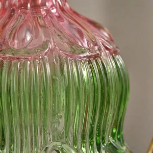 Flower Glass Candle Warmer Lamp - Vintage Wood Base - Quality Close-Up