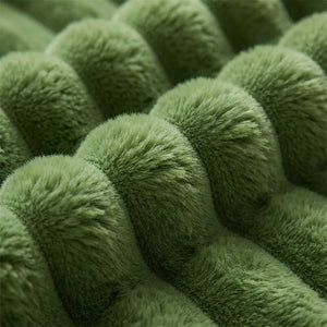 Ribbed Faux Fur Throw Blanket - Ultra Soft Plush - Quality Close-Up