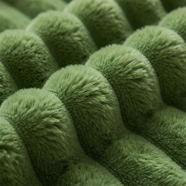 Ribbed Faux Fur Throw Blanket - Ultra Soft Plush - Quality Close-Up