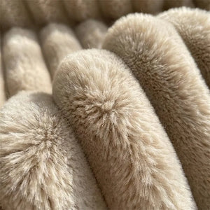 Ribbed Plush Throw Blanket - Ultra-Soft Faux Fur - Quality Close-Up