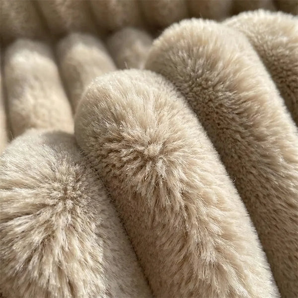 Ribbed Plush Throw Blanket - Ultra-Soft Faux Fur - Quality Close-Up