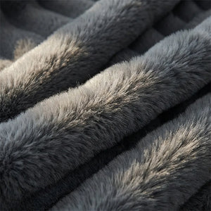 Faux Fur Throw Blanket - Ultra Plush Ribbed Velvet - Quality Close-Up