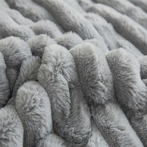 Chunky Ribbed Faux Fur Blanket - Ultra Plush - Quality Close-Up
