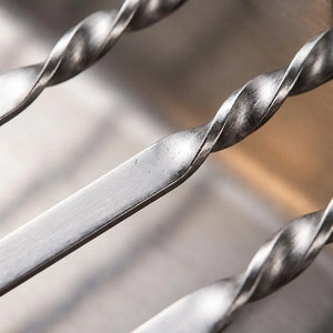 Stainless Steel BBQ Skewers - Flat Blade with Bag - Quality Close-Up