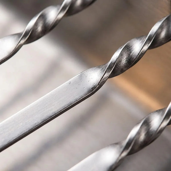 Stainless Steel BBQ Skewers - Flat Blade with Bag - Quality Close-Up